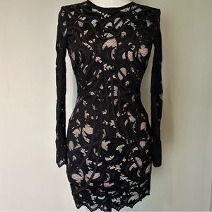 H&M Black Fitted Lace Dress US 6